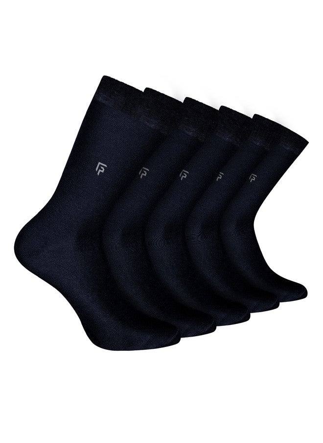 FOOTPRINTS FOOTPRINT Men 5 Pairs Anti Odour Organic Cotton Calf-Length Solid Bamboo Formal Socks - Image 1